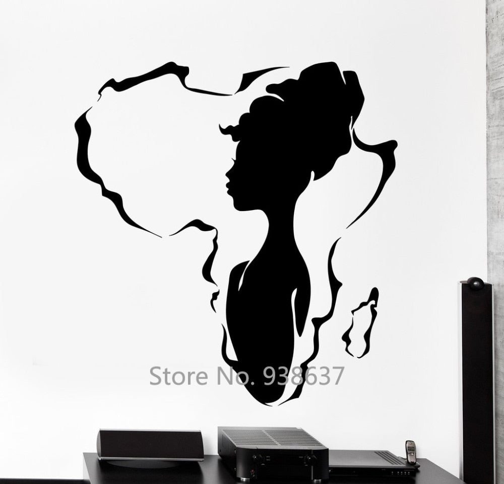 Home Interior Decoration Hot Woman Wall Stickers Living Room Salon African Africa Beauty Black Girl Art Decals Wallpaper ZB039