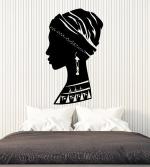 African Woman Wall Decal Vinyl Stickers Mural Bust Beauty Salon Ethnic Wall Stickers Home Decoration Living Room Bedroom ZB038