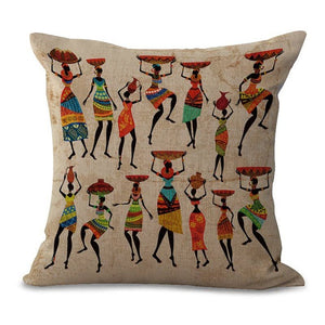 Dancing Woman Cushion Cover African Style Pillow Case Color Cloth Pillow Cover 45X45cm Thin Linen Cotton Bedroom Sofa Decoration