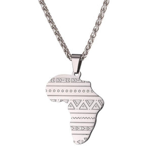 U7 Stainless Steel Gold/ Rose Gold Color Map of Africa Pattern Pendant Necklace Men/Women Hip Hop African Jewelry P1099