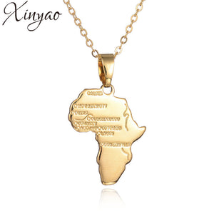 XINYAO 2017 America England Belgium African Africa Map Necklace Gold Color Chain National Flag Necklaces Pendants For Men Women