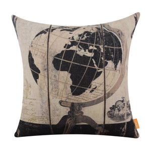 LINKWELL 45x45cm Vintage Wood Globe African World Map Throw Pillows Case Cushion Cover Creative Decoration for Sofa Car Covers