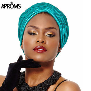 Copy of Aproms Candy Colors Women Headwear Velvet Headwrap African Head Wrap Tie Scarf Twist Hair Band Turban Bandana Bandage Hijab Hats
