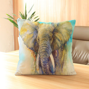 Animal Elephant african cushion Pillowcase Creative watercolor hand-painted theme Linen Cushion sofa Home decor pillows