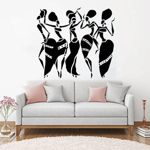 Five African Woman Wall Stickers Living Room Sofa Background Decals Mural Art Design Decor Girl Africa Dance Style Decal LC078