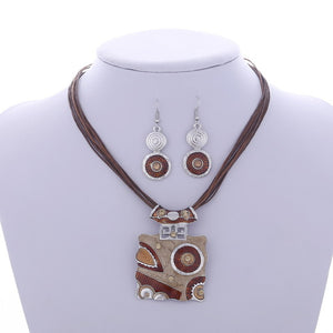 ZOSHI Fashion African Jewelry Set 2017 Leather Chain Enamel Gem Jewelry Sets for Party Bridal Jewelry Sets Summer Jewelry