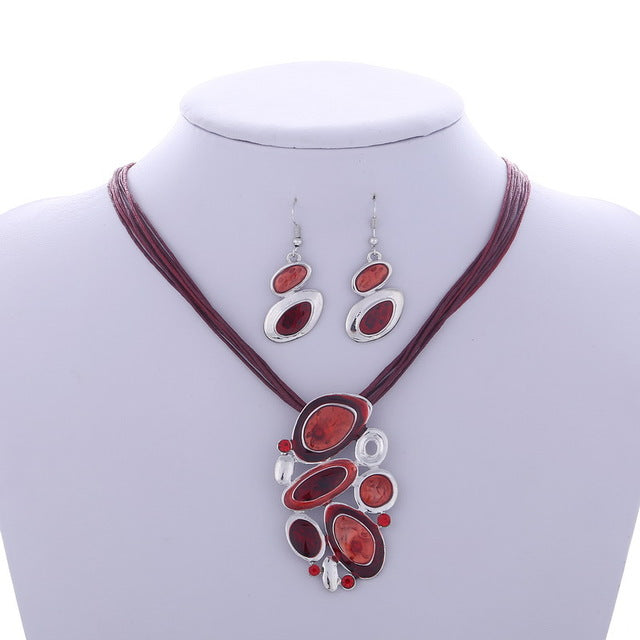 ZOSHI Fashion African Jewelry Set 2017 Leather Chain Enamel Gem Jewelry Sets for Party Bridal Jewelry Sets Summer Jewelry