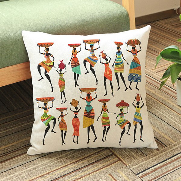 African Girl Tribal Culture Cushion Cotton Linen Africa Original Life Throw Pillows Sofa Chair Pillowcase Vintage Decoration