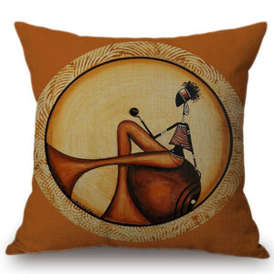 Purple Blue Africa Woman Life Style Abstract Oil Painting Round Plate Art Home Decoration Sofa Throw Pillow Case Cushion Cover