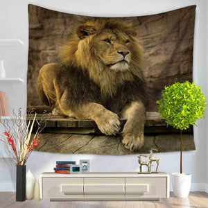 African Animals Pattern Tapestry Lion Howling 100% Polyster Tapestry Wall Hanging Beach Picnic Yoga Rug Living Room Decor 1pc