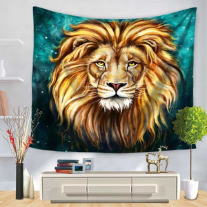 African Animals Pattern Tapestry Lion Howling 100% Polyster Tapestry Wall Hanging Beach Picnic Yoga Rug Living Room Decor 1pc