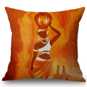 2018 Decoration Art African Oil Painting Sofa Throw Pillow Cover Africa Women Lifestyle Cotton Linen Cushion Cover Car Pillows