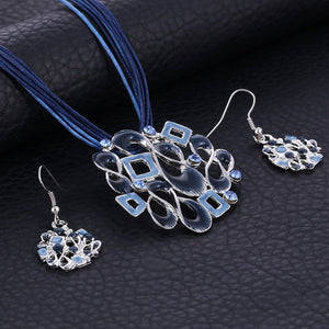 ZOSHI Fashion African Jewelry Set Silver Wedding Jewelry Sets for Brides Party Rope Bridal Jewelry Sets Summer Boho Jewelry