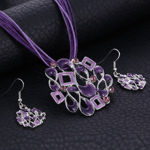 ZOSHI Fashion African Jewelry Set Silver Wedding Jewelry Sets for Brides Party Rope Bridal Jewelry Sets Summer Boho Jewelry