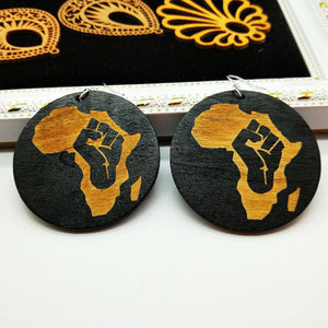 Tribal Unfinished Painting Wood Engraved Africa Map Black Girl Queen Drop Earring Retro Handmade Wooden African Hiphop Jewelry