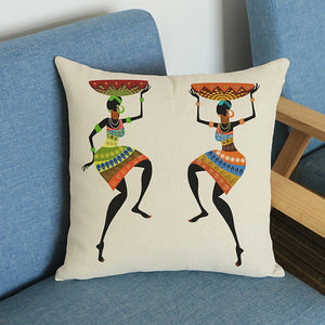 Africa Woman Colorful Daily Life Cushion Cover African Girl Painting Ethnic Art Exotic Images Decorative Throw Pillow Case