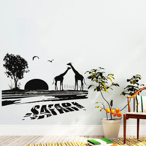 African Safari Wall Murals Animals Vinyl Wall Stickers Home Interior Designs Art Office Travel Sticker Creative Decor New LC784